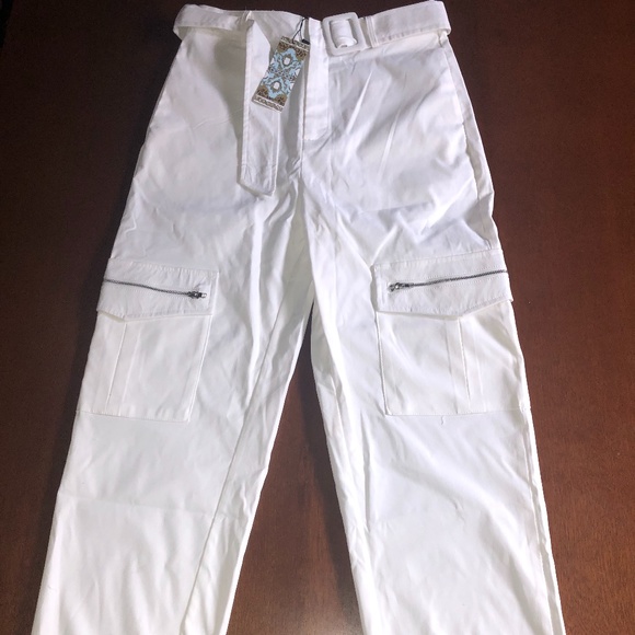 Boohoo White Cargo Pants - Picture 1 of 2